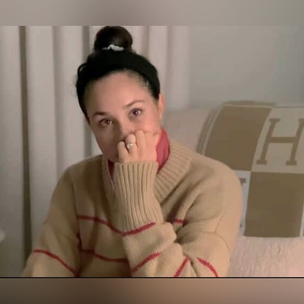 La Ligne “Marin” Cashmere wool Sweater in Caramel Red Stripes ASO Meghan Markle